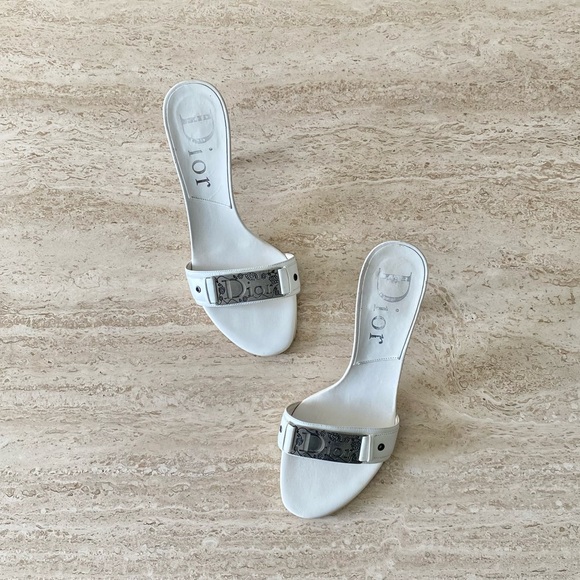 Vintage Dior Logo Plate Mule Sandal Heels - Picture 2 of 10